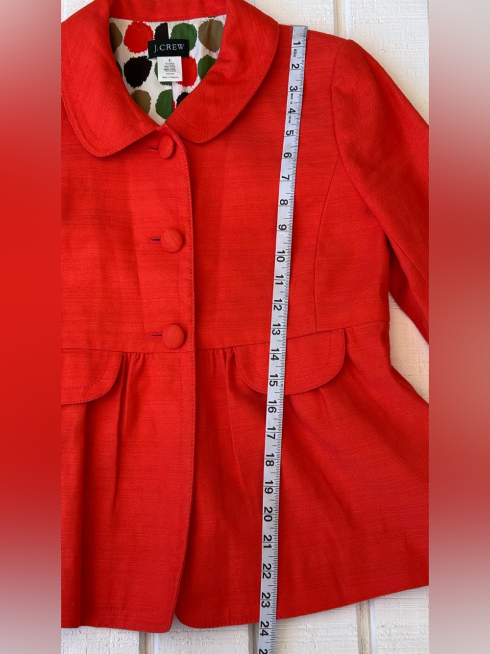 J. Crew Women’s‎ Molly Cotton/Linen Peplum Jacket Vintage Style Size 6 - Picture 9 of 11